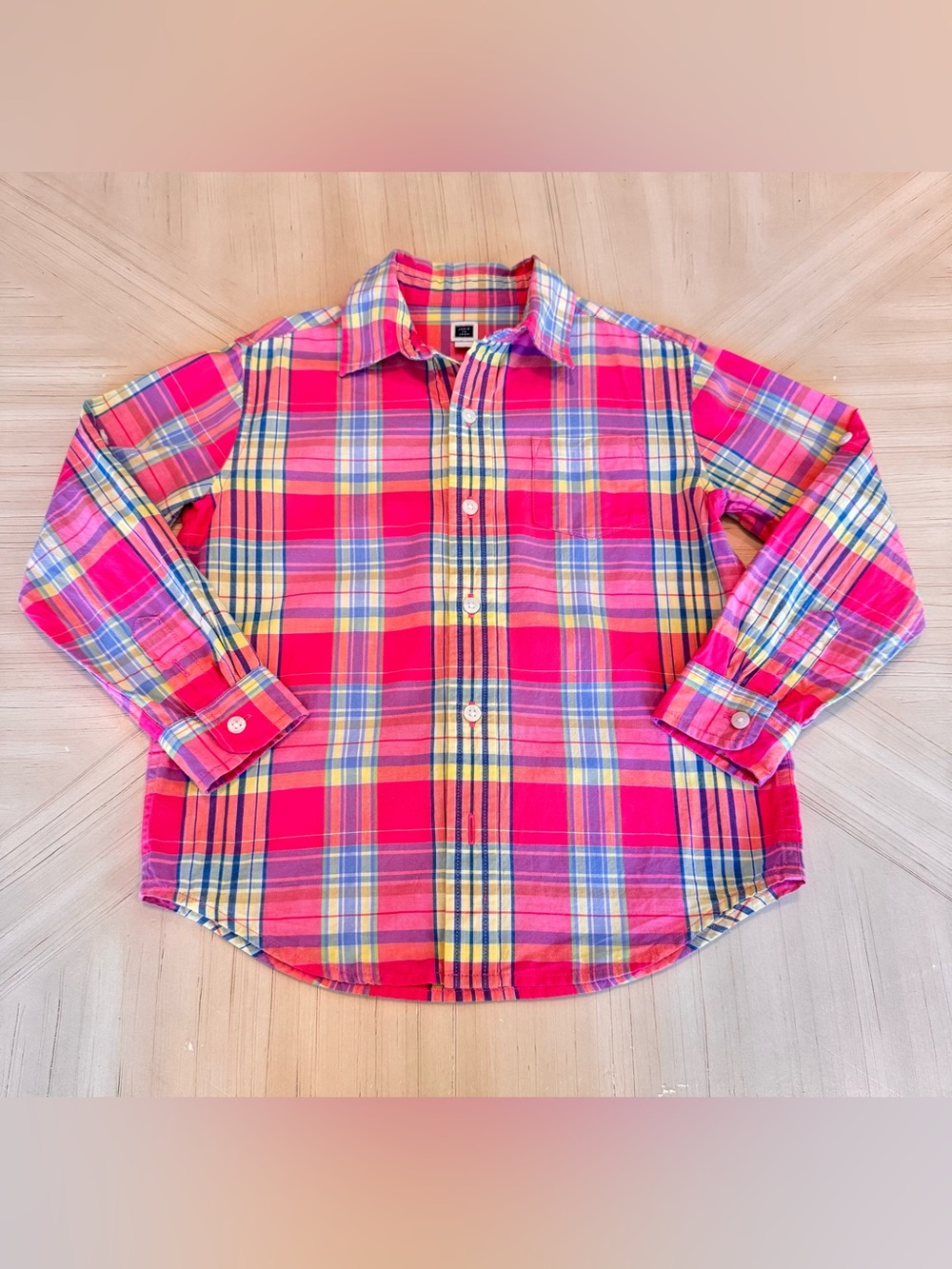 Janie and Jack Boys Plaid Button-Down Shirt – Size 5